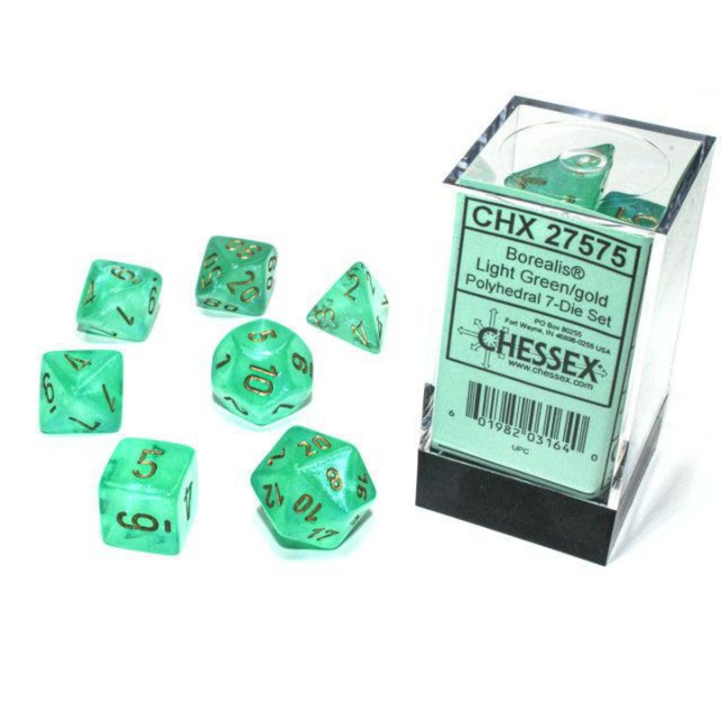 Borealis Light Green/gold (7-Die RPG Set)