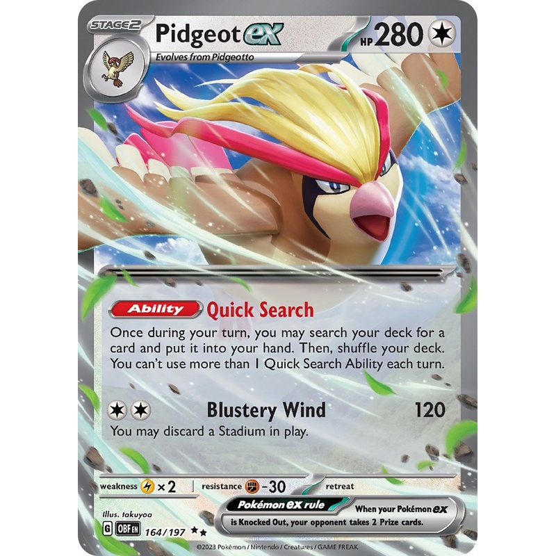 Pidgeot ex [OBF – 164/197] Near Mint English Holofoil