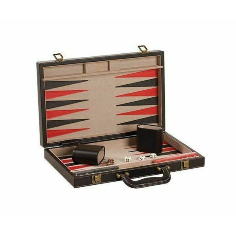 Backgammon 15″ Red Leatherette Regular