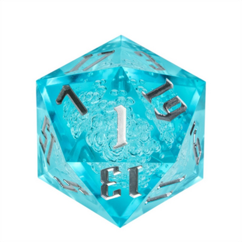 55mm Titan D20 – Sharp Edge Cyan with Bubbles